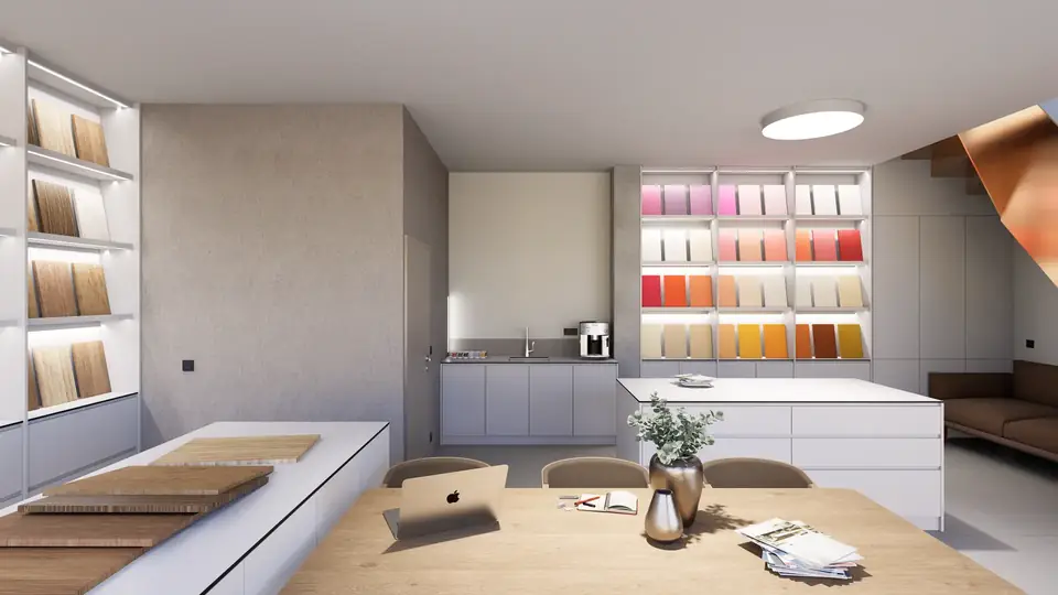DELS Brno — Showroom — vzorníky dekorů a odstínů